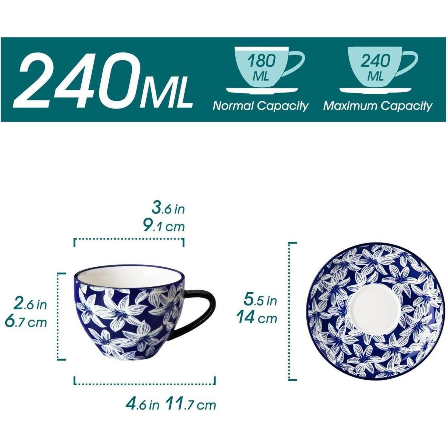 LuxusKollektion Cappuccinotasse Cappuccino Tassen 6er Porzellan Spülmaschine Cappuccinotassen (6x), Keramik – Bild 2 von 5