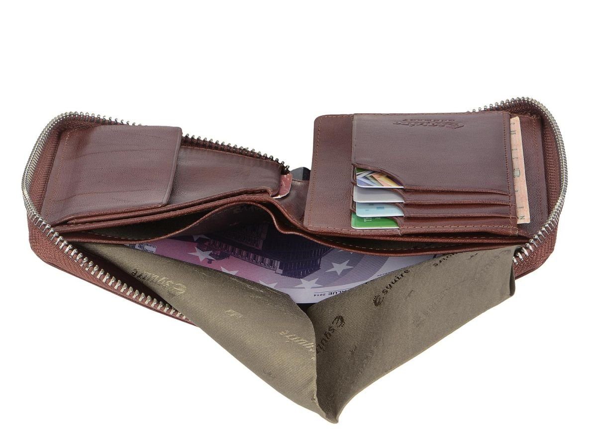 Damen, Geldbörse Reißverschluss-Börse, Herren Portemonnaie, Esquire Brieftasche, Brown Toscana,