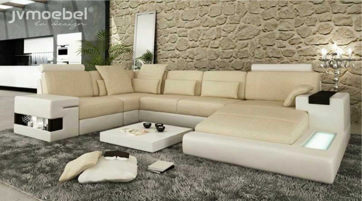 Ecksofa Couch in Sofa Wohnlandschaft Made Design, Ecksofa Europe JVmoebel U-Form Ledersofa