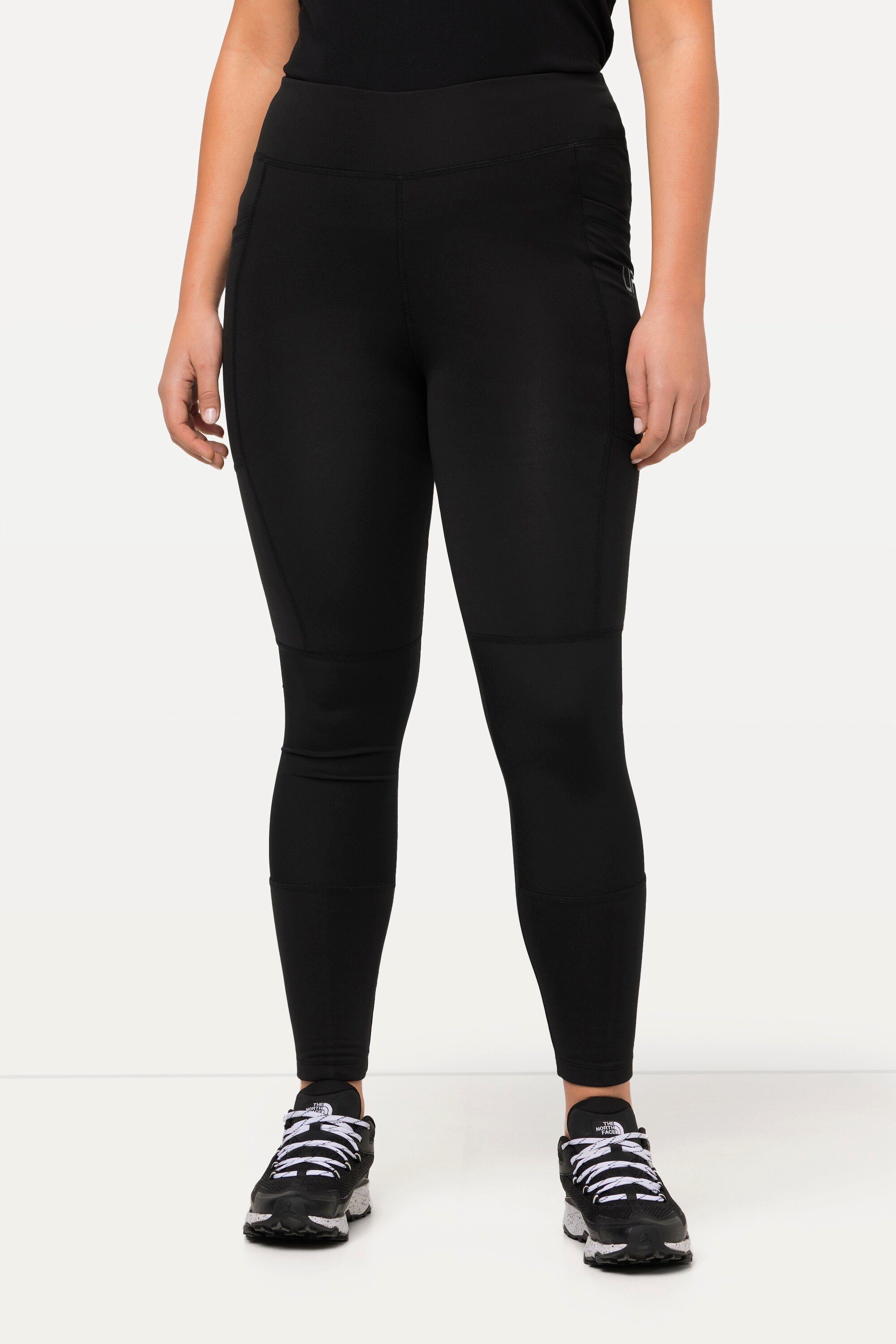 Ulla Popken Lederimitathose Wander-Leggings Zipptasche High Waist Elastikbund