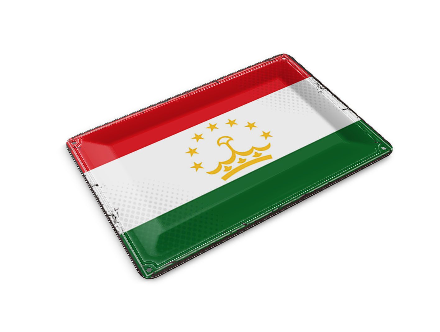 Femer GmbH Postkarte Flagge Tadschikistan 14x10 cm Retro Tajikistan, unfrankiert