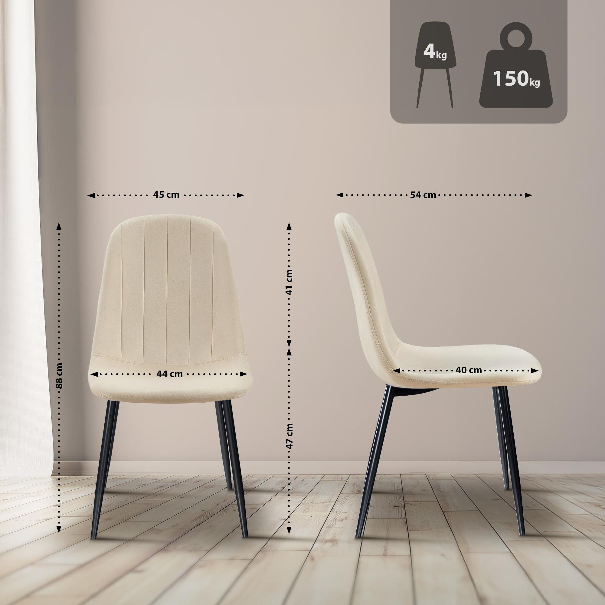 CLP Esszimmerstuhl Baxter (4er Set), gesteppter günstig online kaufen