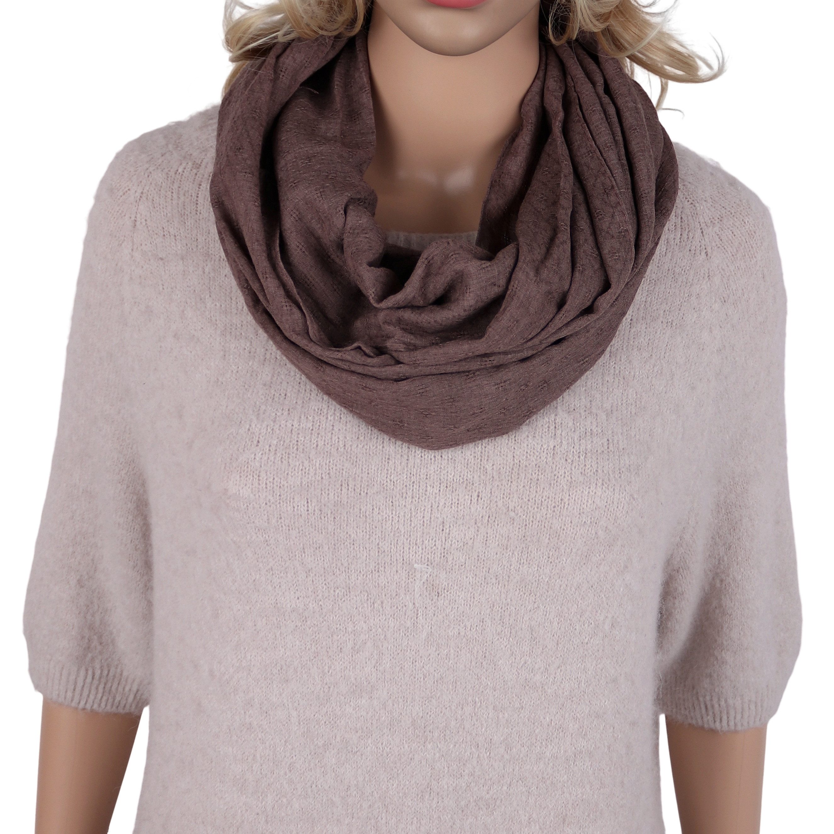 MIRROSI Loop Damen Schal Unifarbe mit Lochmuster Weich aus 100% Baumwolle, (ca. 160x44cm Zweimal um den Hals wickelbar), Schlauchschal