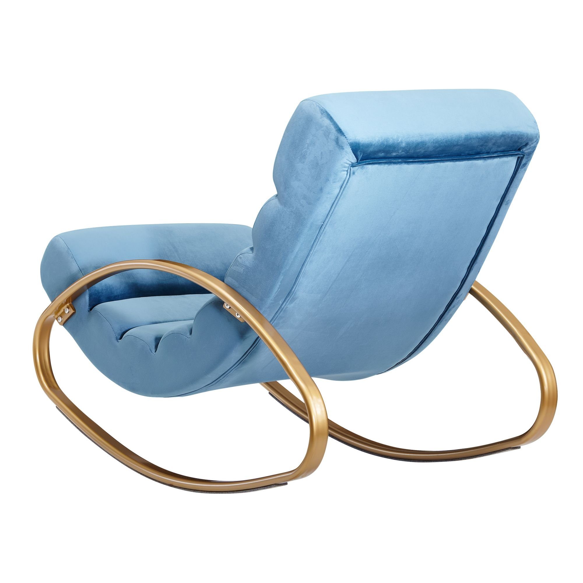 | - Wippfunktion KADIMA MUR Schaukelstuhl Relaxsessel Schaukelsessel mit DESIGN Gold Bequemer Blau | Blau