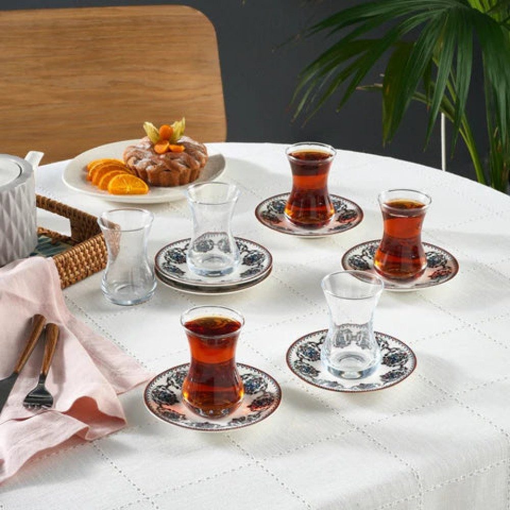 Karaca Teeservice Karaca Nakkas Türkisches Teeset 12-teilig, Bone China, 6 Pers.