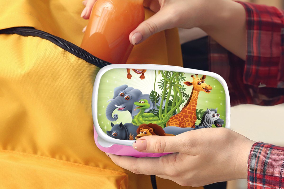 Giraffe (2-tlg), Kinder für Erwachsene, Snackbox, - Brotdose Elefant Mädchen, Brotbox Kunststoff, - Kunststoff Dschungeltiere Kinder, Lunchbox rosa MuchoWow - Löwe, - Pflanzen -