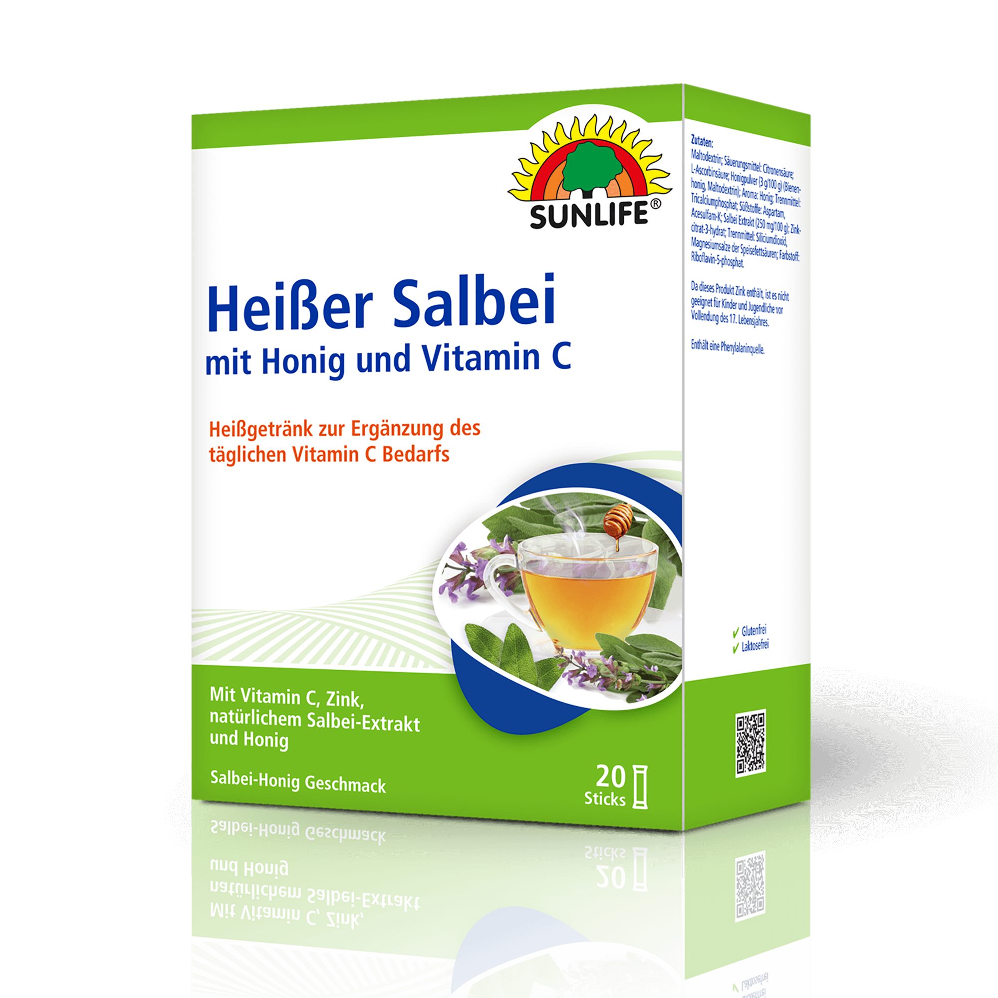 SUNLIFE SUNLIFE® Heißer Salbei 20 Sticks Wärme Erkältungszeit Beruhigend 1 x täglich den Inhalt eines Sticks mit 150 ml heißem oder kaltem Wasser übergießen, umrühren und trinken