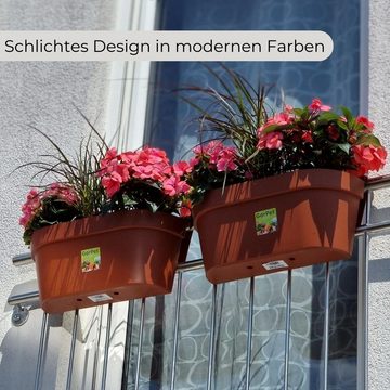 GarPet Balkonkasten Geländerkasten Balkon mit Wasserspeicher Blumen Topf Kasten Terracotta