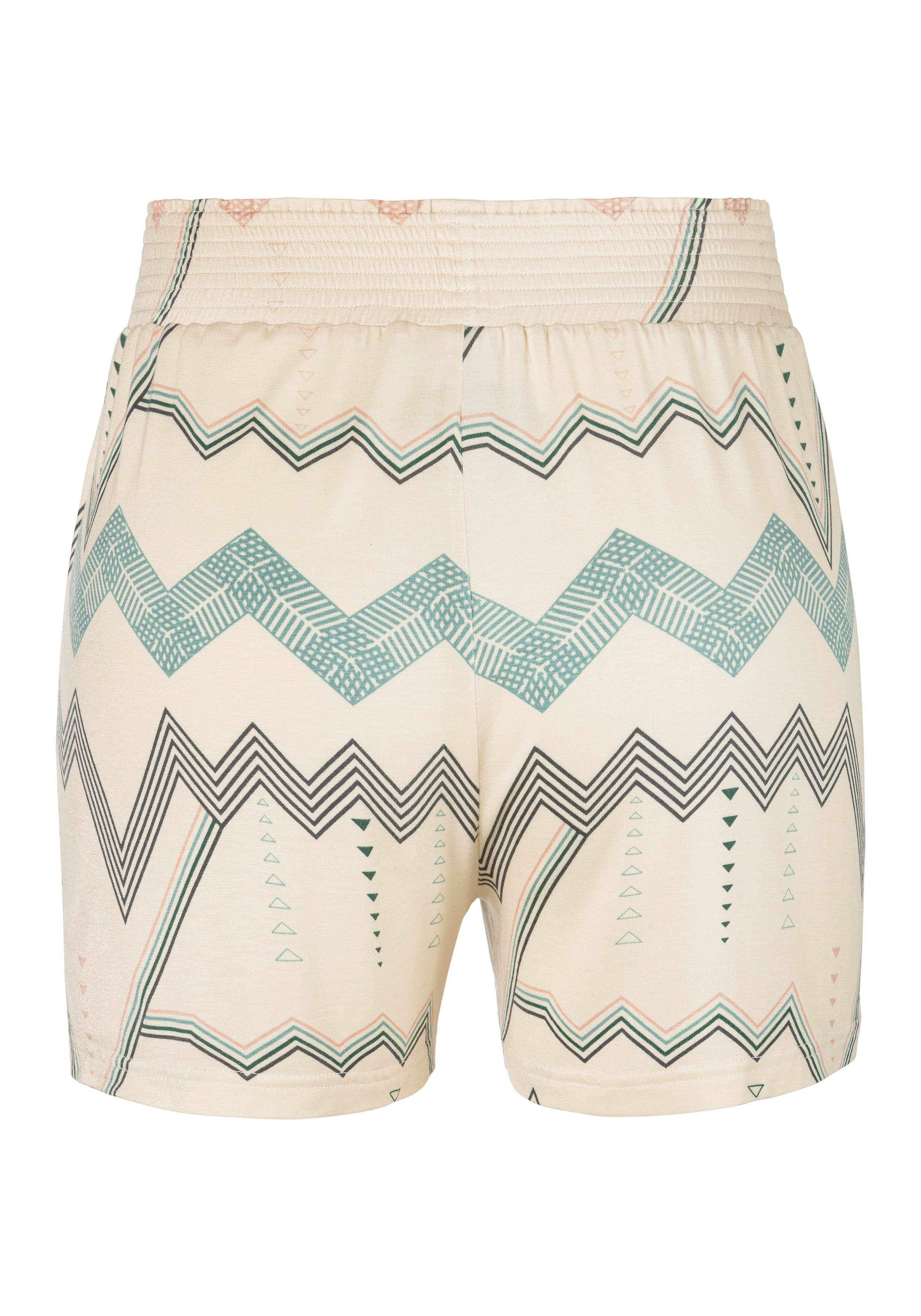 LASCANA Pyjamashorts mit grafischem Zick-Zack beige-allover Muster