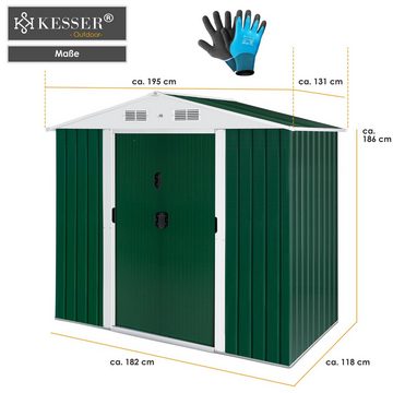 KESSER Gartenhaus, BxT: 132x132 cm, XL Metall Gerätehaus 4,2m³ mit Fundament 182x118x186 cm