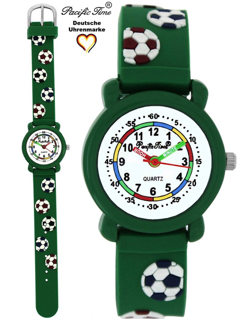 Pacific Time Quarzuhr Kinder Armbanduhr Lernuhr Fußball Silikonarmband, Gratis Versand