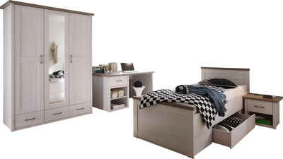 Begabino Jugendzimmer-Set Luca, (Set, 4-St., Bett, Nachttisch, Schrank und Schreibtisch)