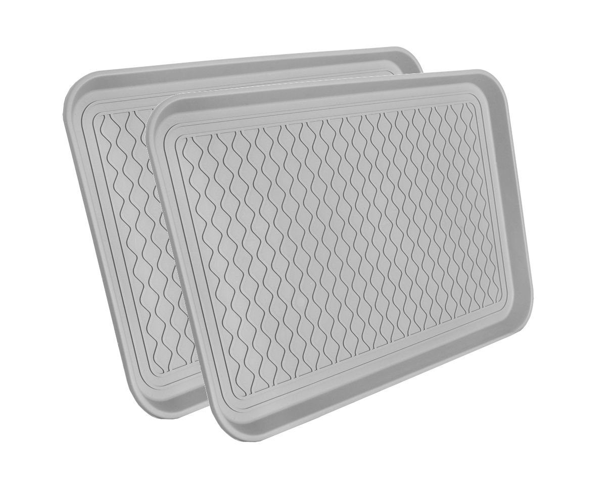 Spetebo Schuhabtropfschale Universal Schuhablage 2er Set grau - 60 x 40 cm (2er Set, 2-tlg., praktische Schuhablage), Kunststoff Schuh Wanne