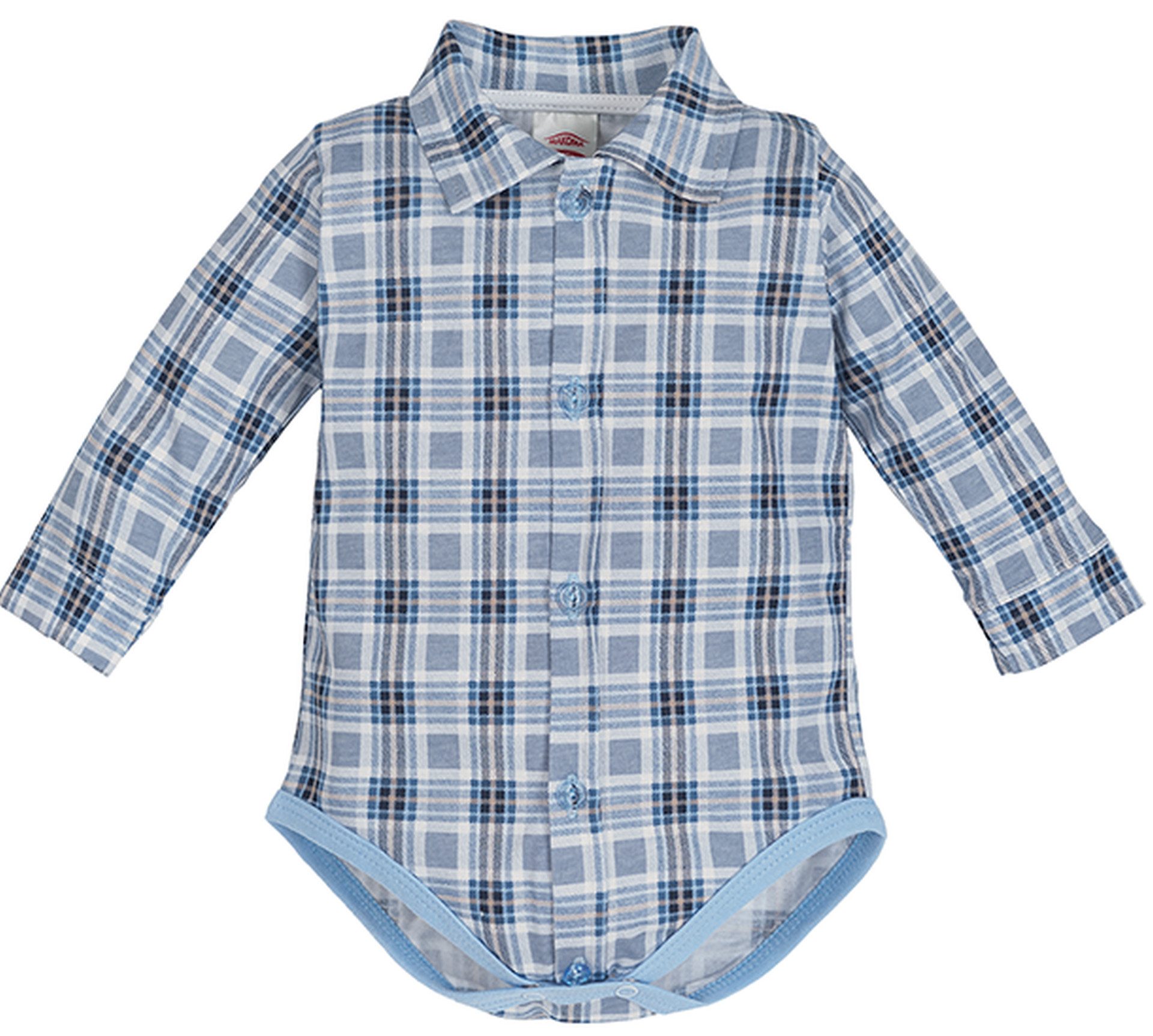 Makoma Hemdbody Baby Body Hemd Langarm Kariert mit Kragen (1-tlg) 100% Baumwolle