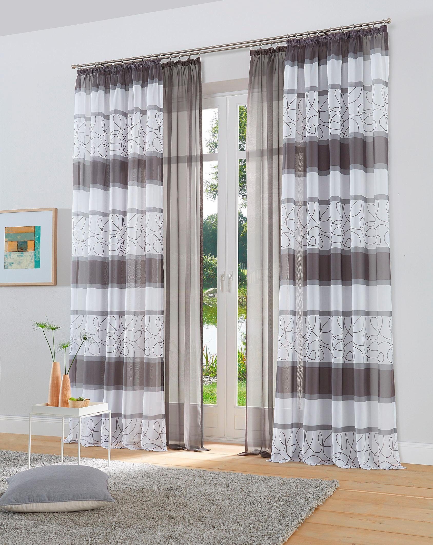 transparent Voile, St), Napala, my grau Fertiggardine, Kräuselband transparent, Gardine (2 Vorhang, home,