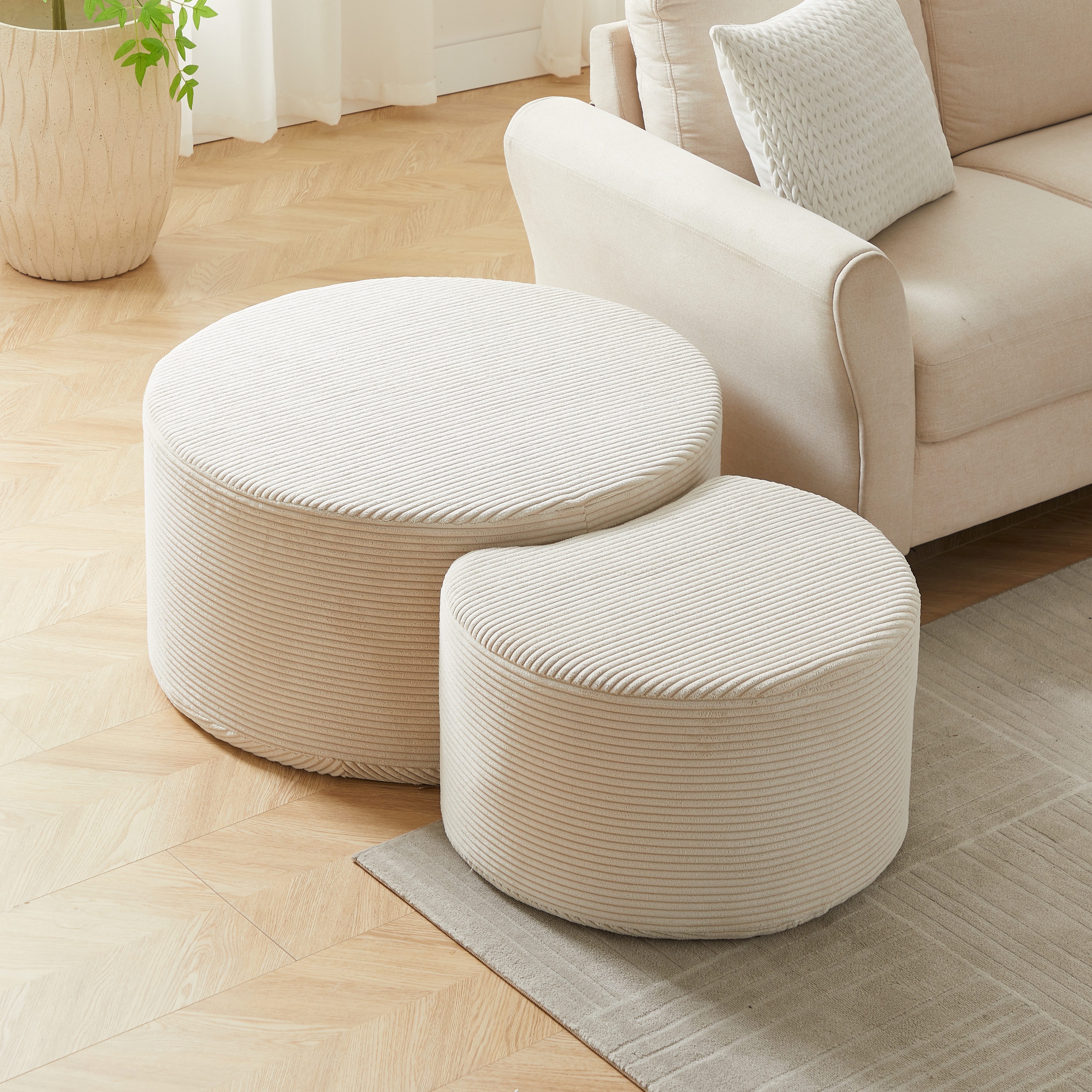 REDOM Couchtisch Kaffeetisch-Set (2-teiliges gepolstertes aus Schaumstoff, vielseitig als Couchtisch & Ottoman, platzsparend, sofort einsatzbereit) – Bild 4 von 5