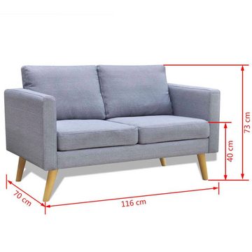 vidaXL Sofa Sofa 2-Sitzer Stoff Hellgrau