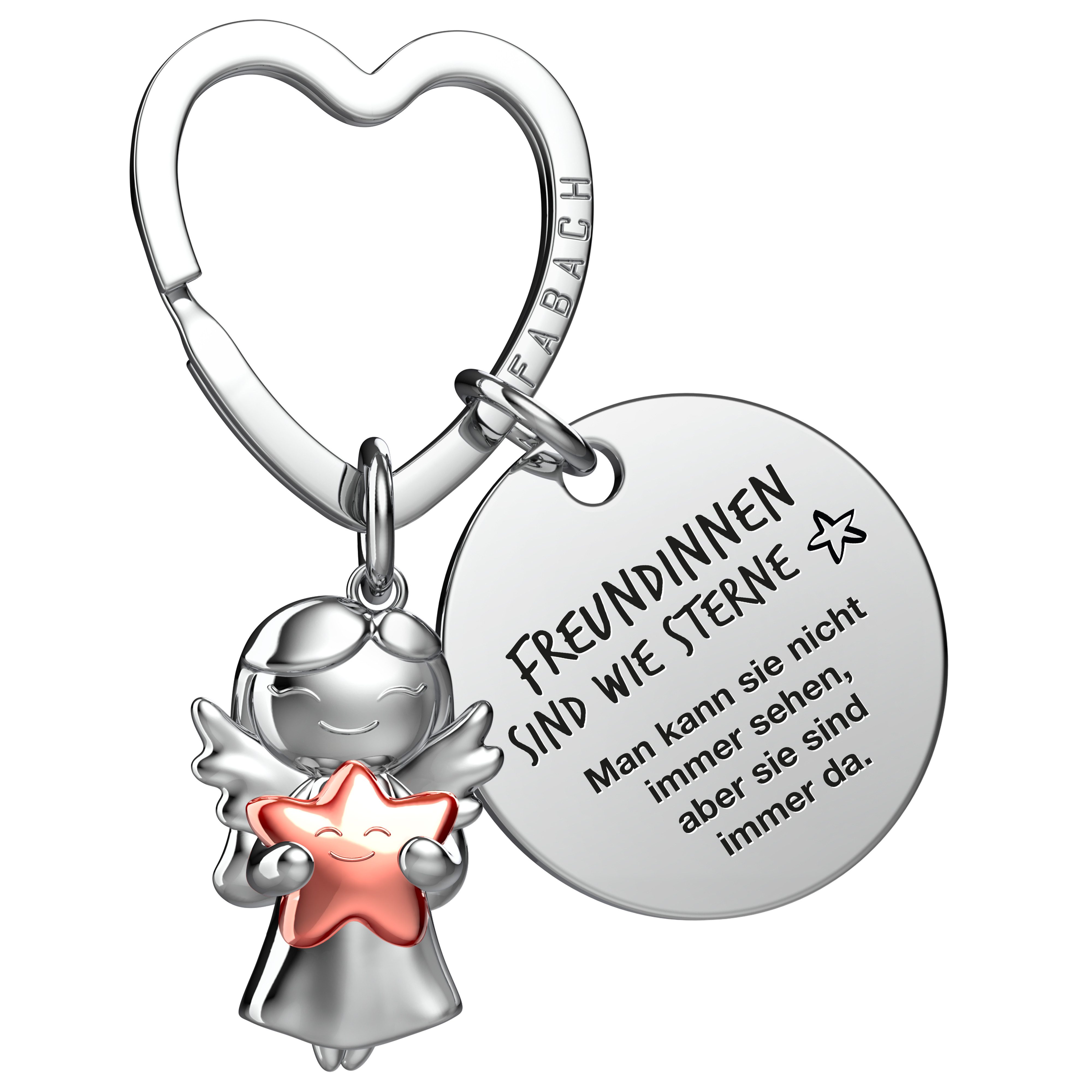 FABACH Schlüsselanhänger Schutzengel Star mit Stern & "Beste Freundin" Gravur