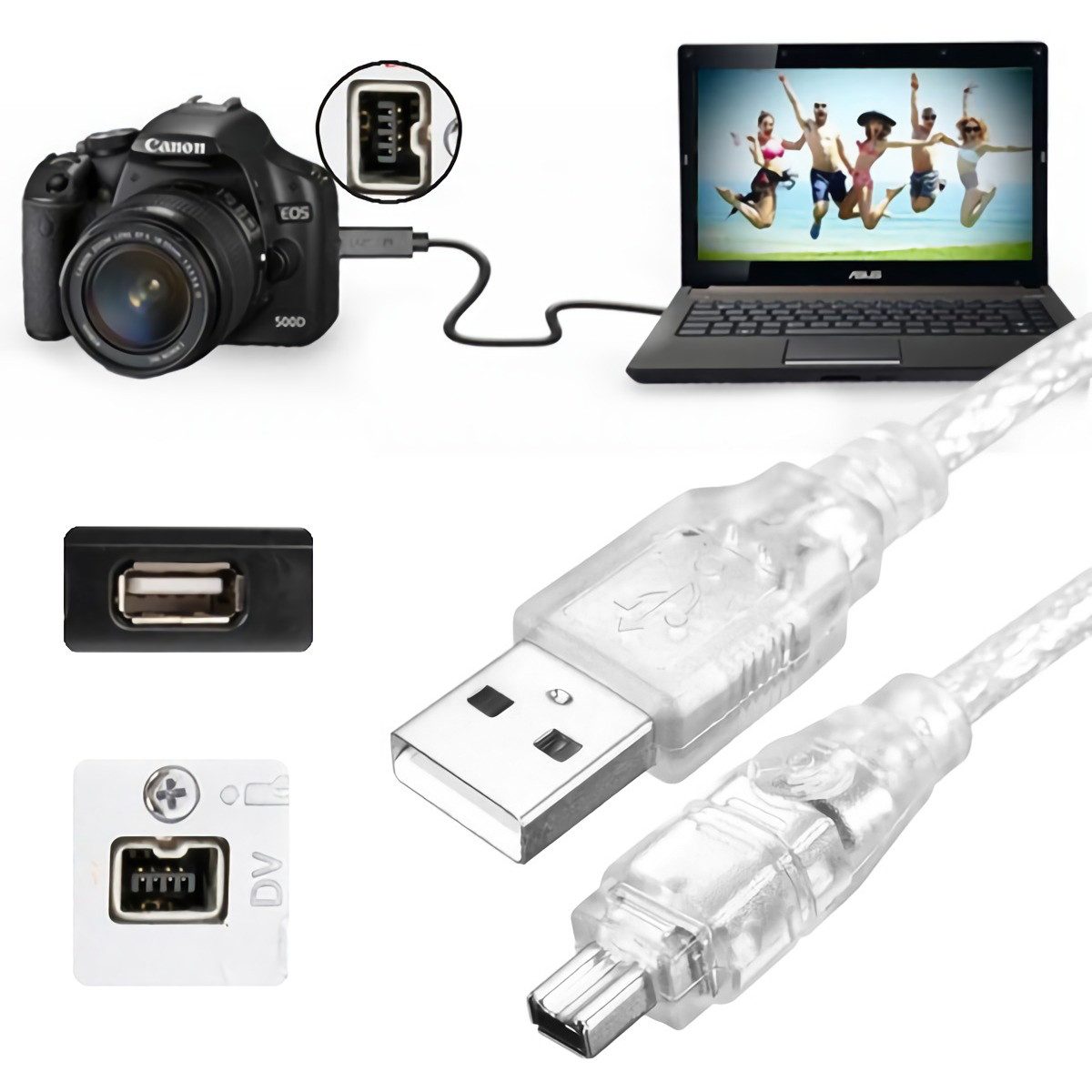Bolwins P95 1,5m USB 2.0 zu IEEE 1394 4Pol Stecker Firewire Sync Kabel Adapter USB-Kabel, USB 2.0 Typ-A Stecker, IEEE 1394 FireWire Stecker, 4-polig (150 cm), USB-2.0-auf-IEEE-1394-FireWire-Sync-Kabel