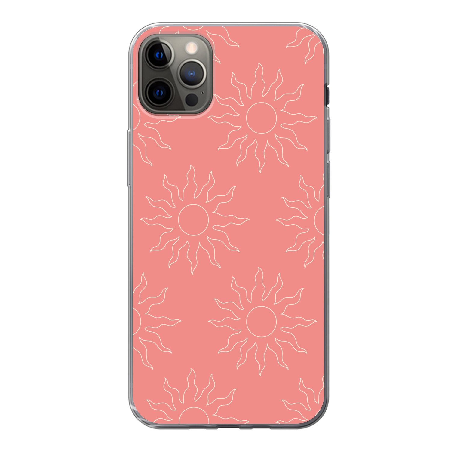 MuchoWow Handyhülle für Apple iPhone 13 Pro Max Sonne - Druck - Rosa - Weiß - Sommer, Smartphone-Bumper, Print, Handy Schutzhülle Dünn