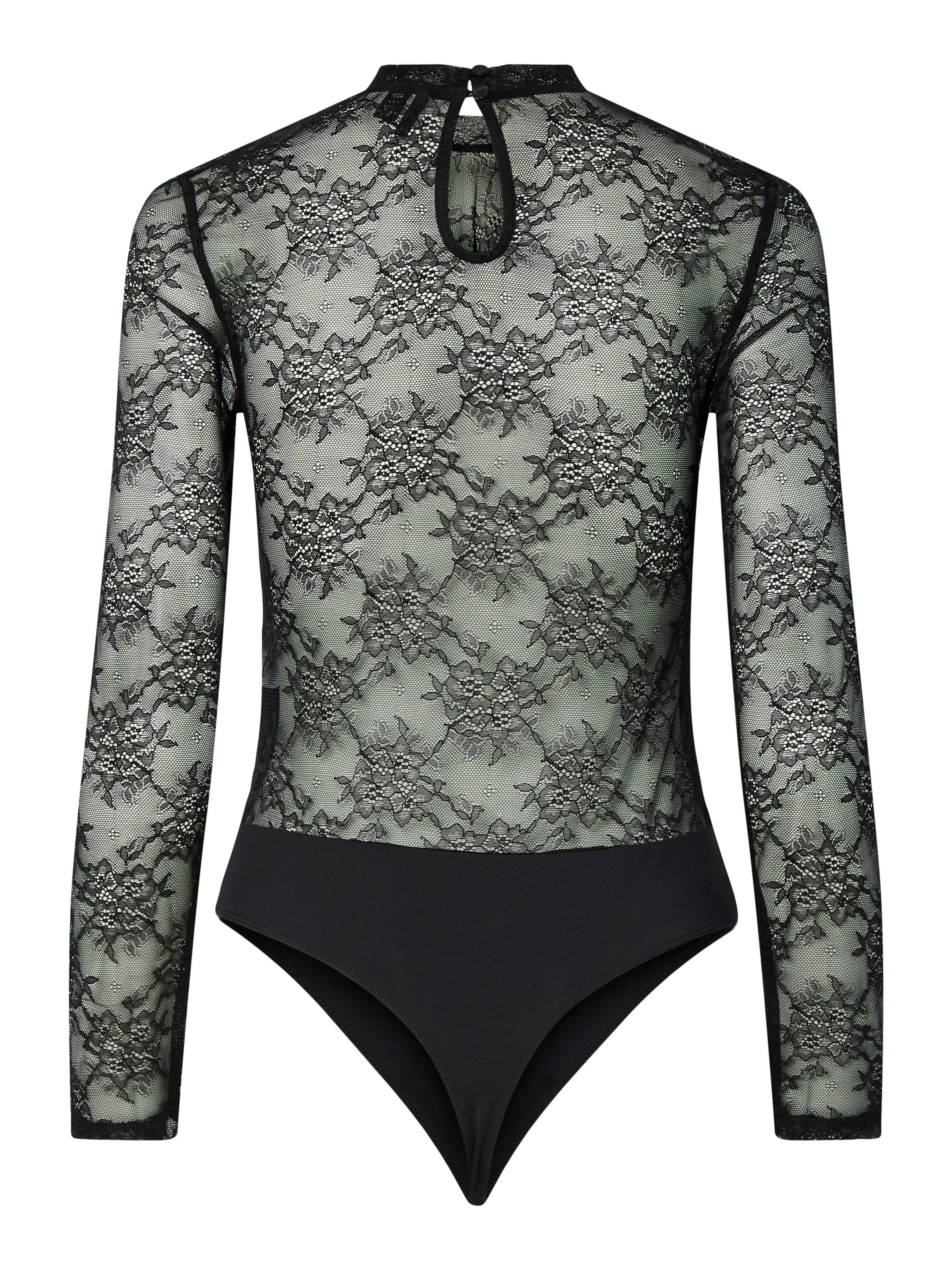 pieces Langarmbody PCMILLY LS LACE BODYSTOCKING NOOS