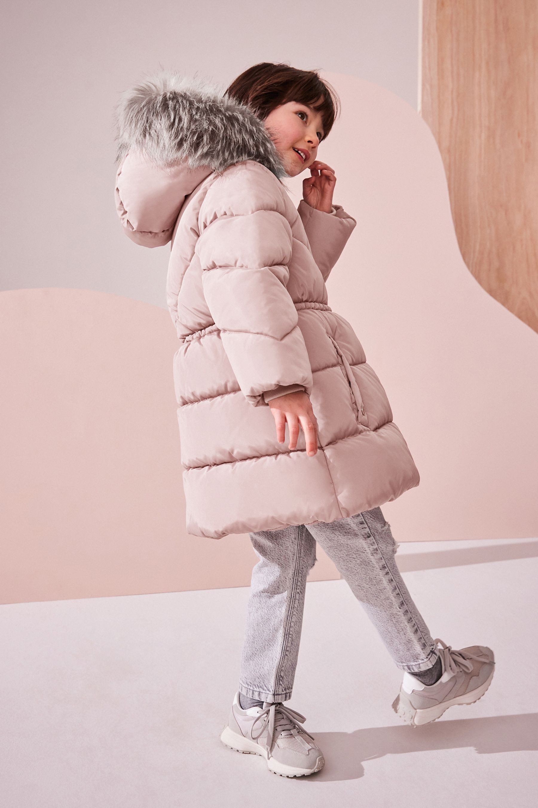 Next Steppmantel Wasserabweisende Steppjacke mit Kunstfellbesatz (1-tlg)