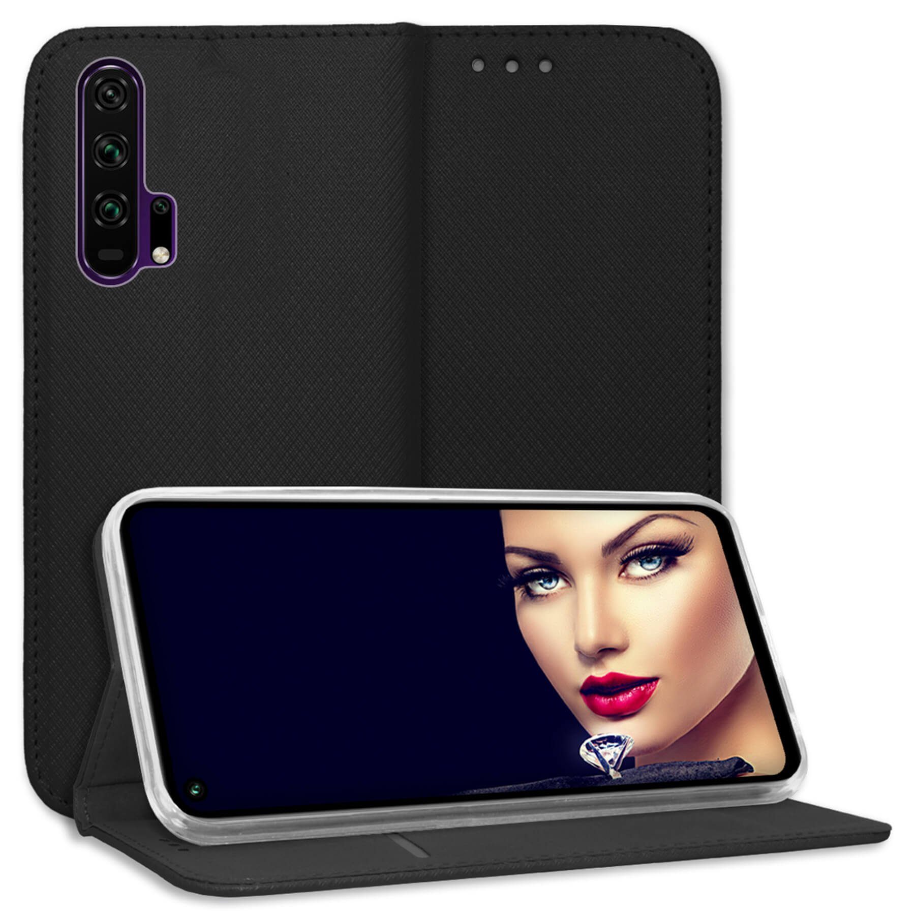 mtb more energy Smartphone-Hülle Smart Magnet für Honor 20 Pro, Schwarz, Bookstyle Klapphülle Cover Wallet Case aus Kunstleder
