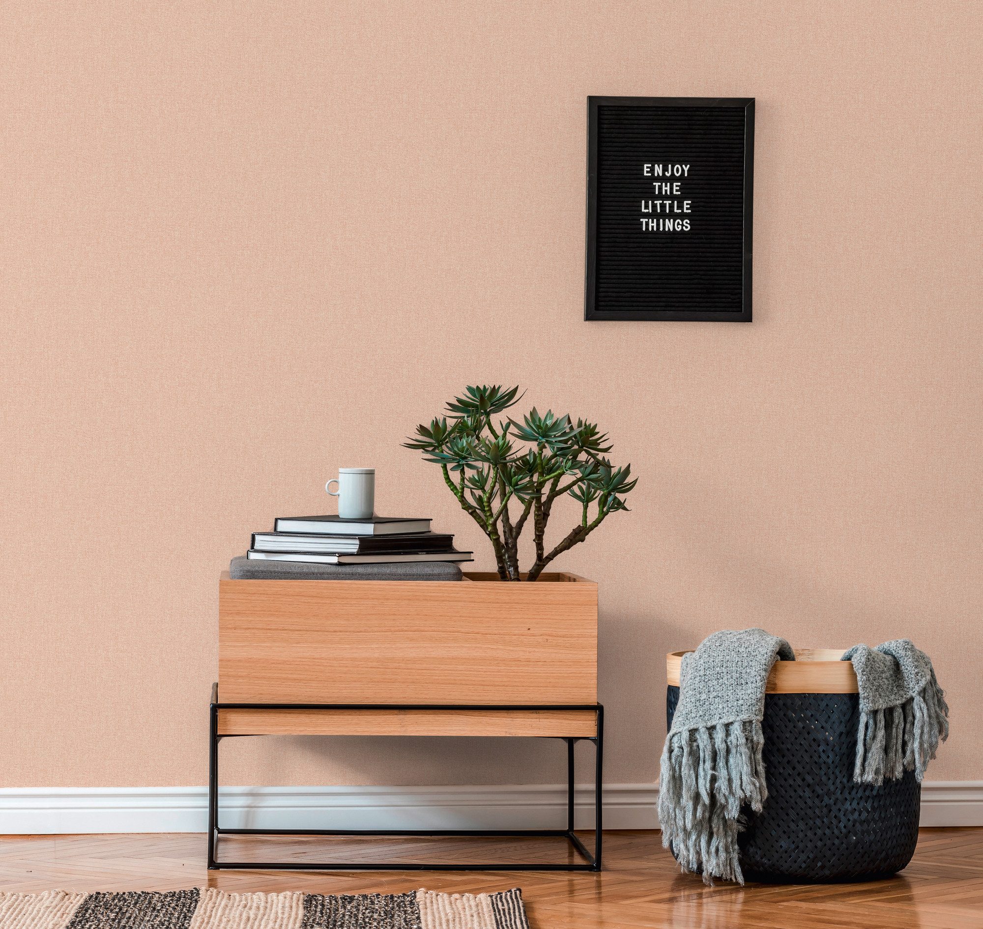 living walls Vliestapete Famous Garden einfarbige Tapete Unitapete Struktur-Optik Landhaus, strukturiert, matt, (1 St), Vliestapete einfarbig für Schlafzimmer Küche Wohnzimmer Uni Design