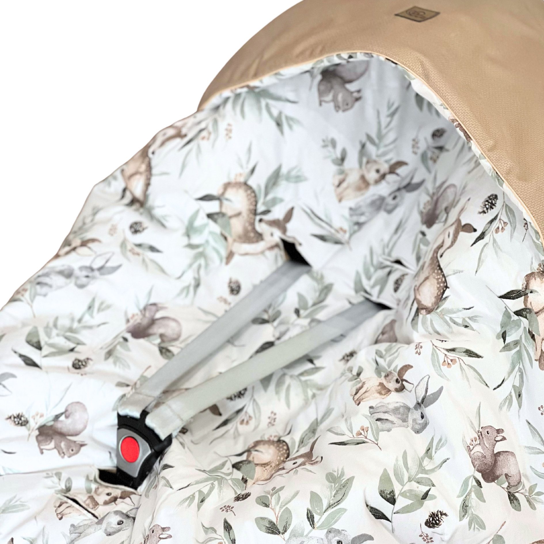 Babymajawelt Fußsack Einschlagdecke Velvet Reh beige 1061 - Babydecke Autositz Babyschale (1-tlg), 8-fache Gurtschlitze, Groß, schützt vor Kälte und Wind, Made in EU