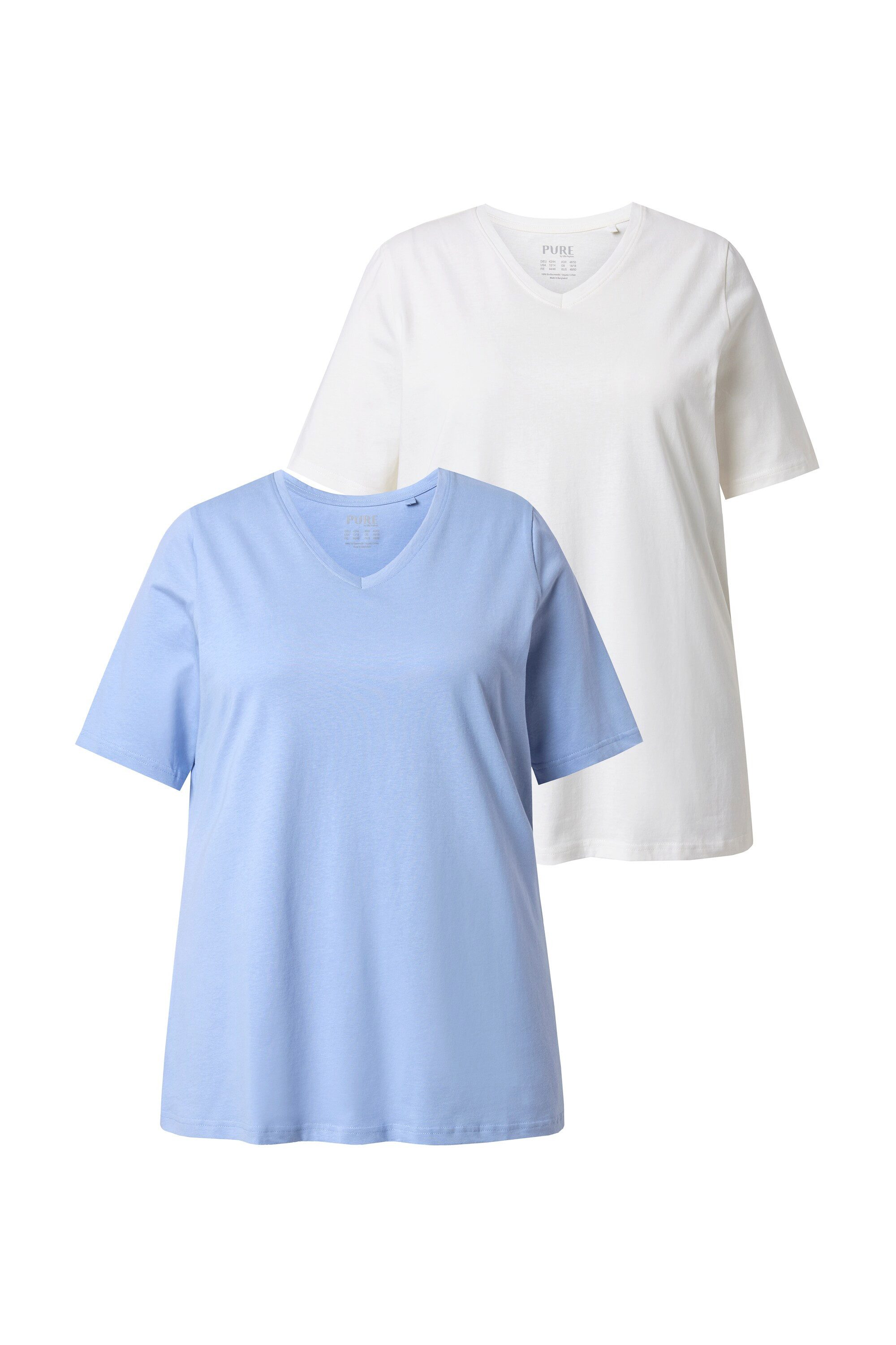 Ulla Popken T-Shirt T-Shirts 2er-Pack V-Ausschnitt Halbarm (2-tlg) günstig online kaufen