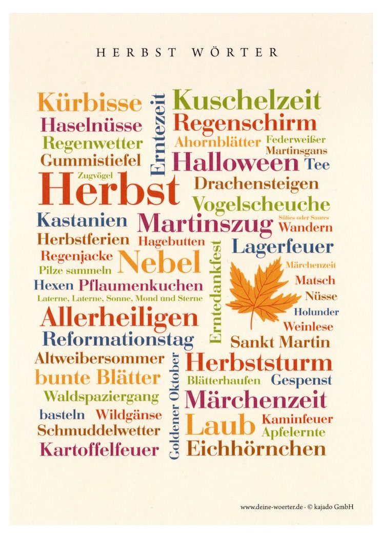 Deine Wörter Postkarte "Herbst-Wörter"