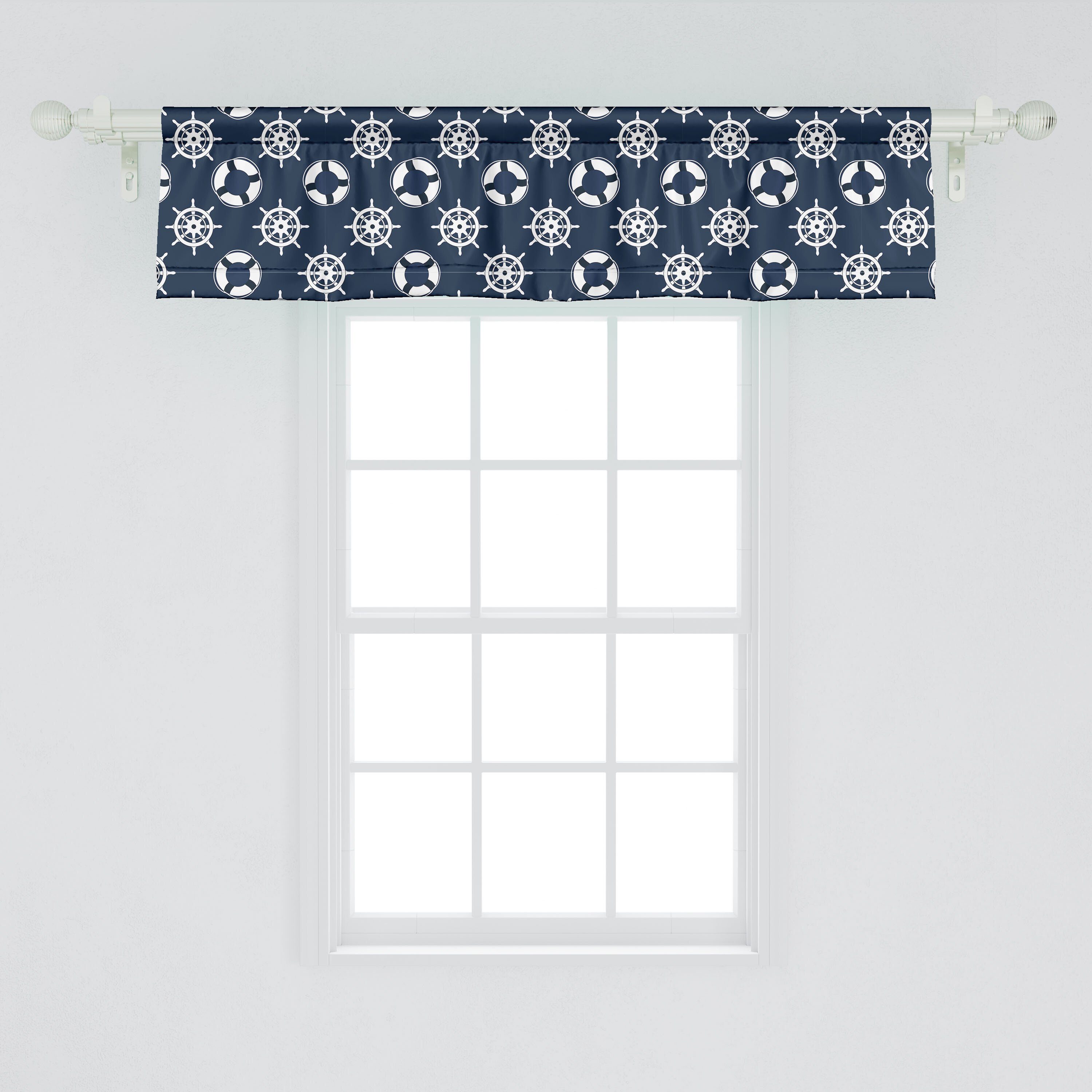 Scheibengardine Vorhang Volant Abakuhaus, Microfaser, Dekor für Schlafzimmer Stangentasche, und Nautical Boje Küche mit Blau Rad