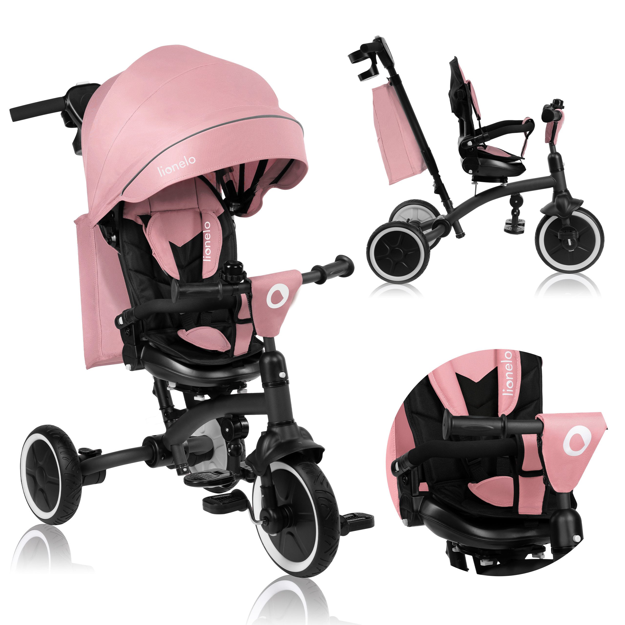 lionelo Dreirad-Kinderwagen TRIS PLUS, Inklusive Glocke, Tasche und Becherhalter/ab 9 Monaten