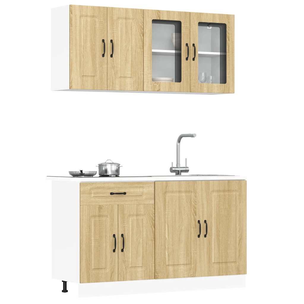vidaXL Schrankmodule 4-tlg. Küchenschrank-Set Kalmar Sonoma-Eiche Holzwerkstoff