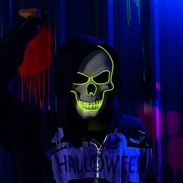 GelldG Dekoobjekt Halloween LED Maske, LED Skelett Maske leuchten für Halloween