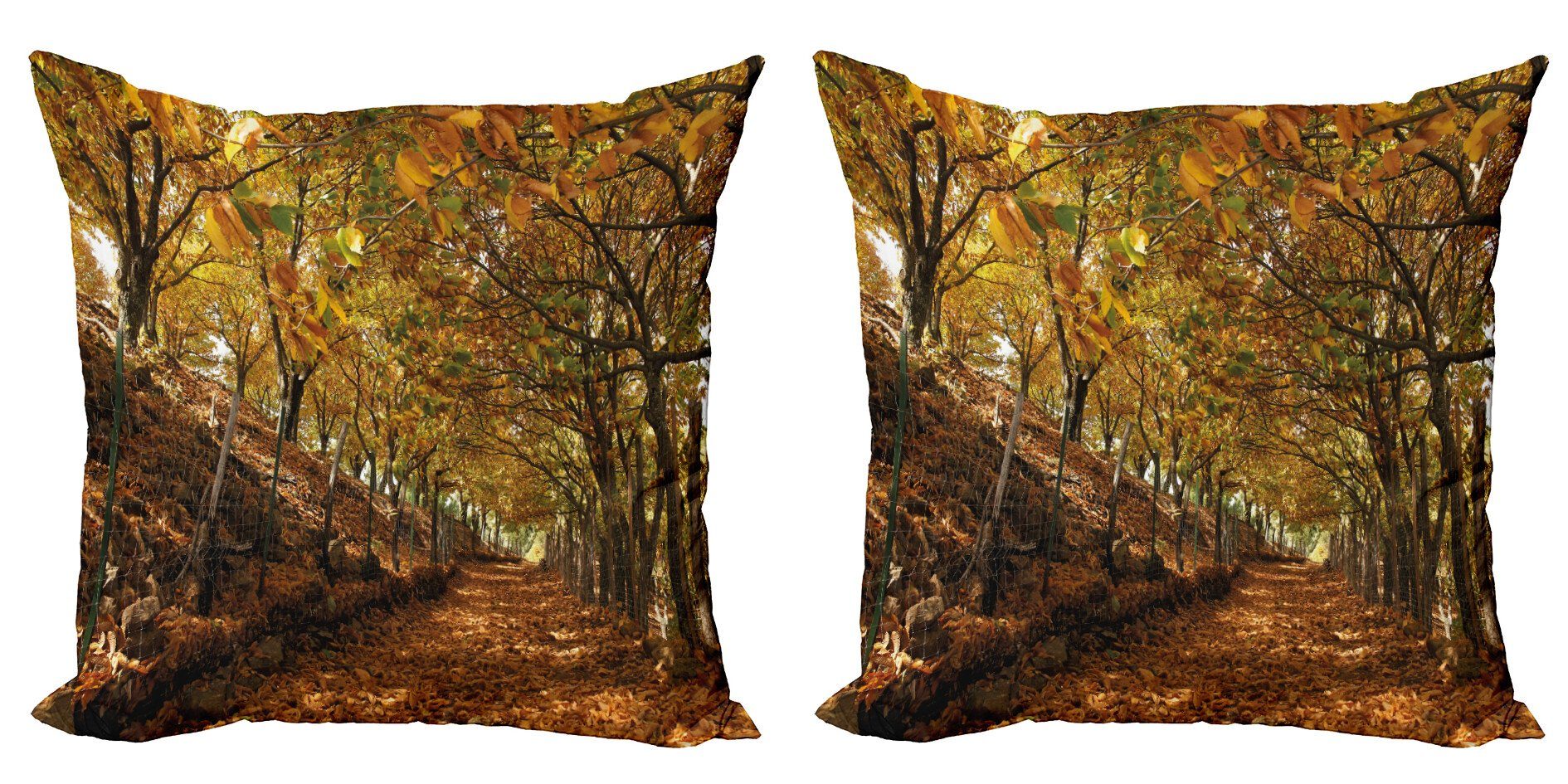 Kissenbezüge Modern Accent Doppelseitiger Digitaldruck, Abakuhaus (2 Stück), Natur Herbstlaub Wald