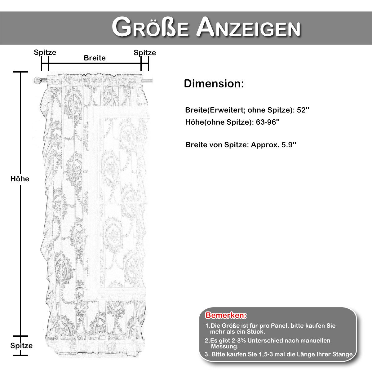BTTO V&G Vorhang Florale Spitze Screening Tür Vorhänge, Stangendurchzug, Sp günstig online kaufen