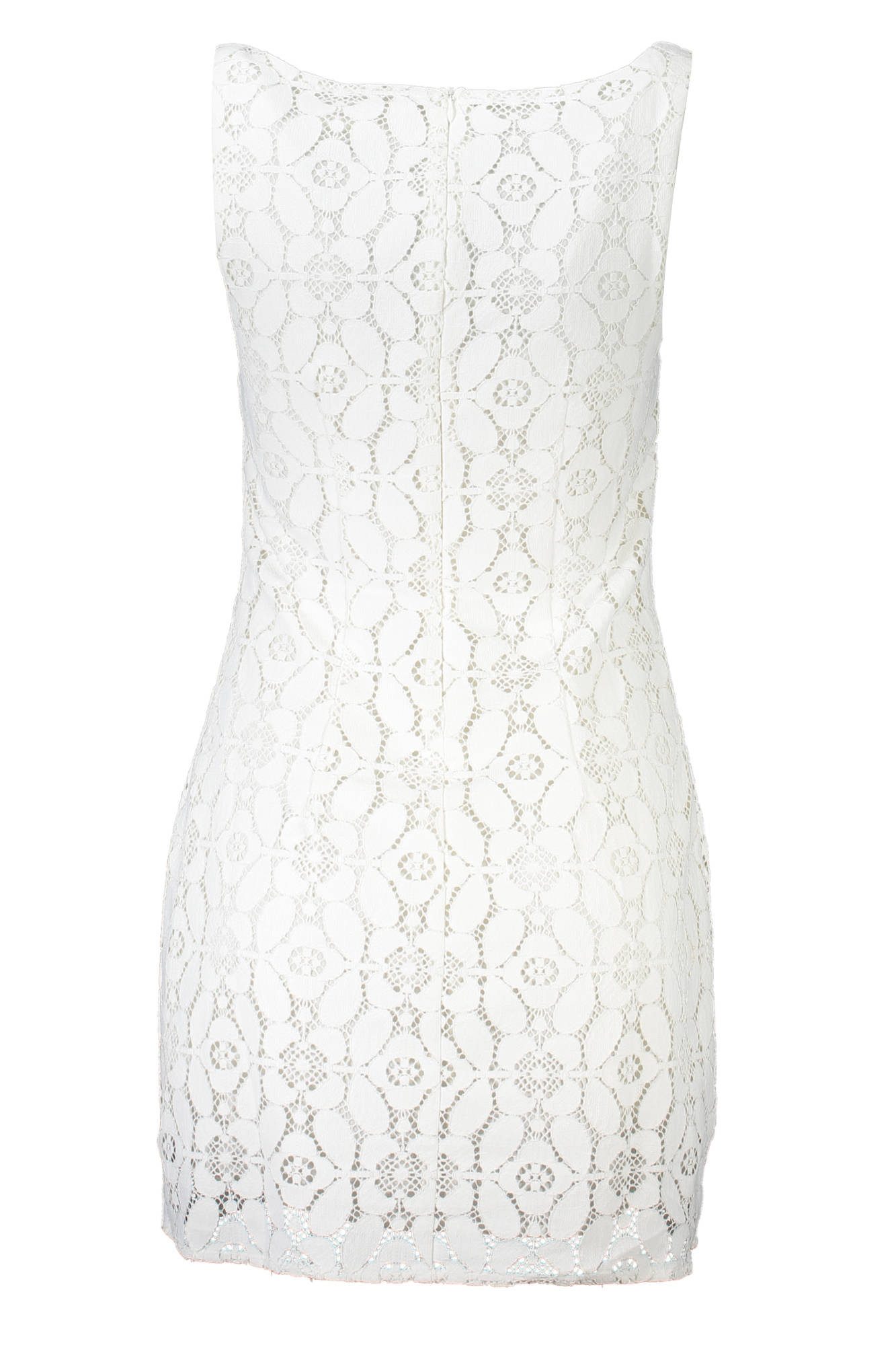 Desigual Partykleid Weißes ärmelloses Damenkleid mit Kontrastdetails und quadratischem A