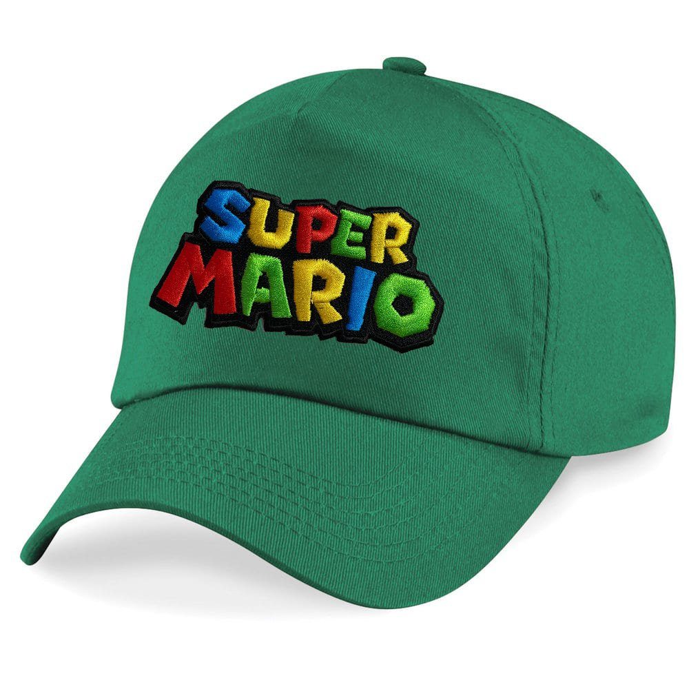 Blondie & Brownie Baseball Cap Kinder Super Mario Stick Patch Luigi Peach Nintendo One Size Maigrün