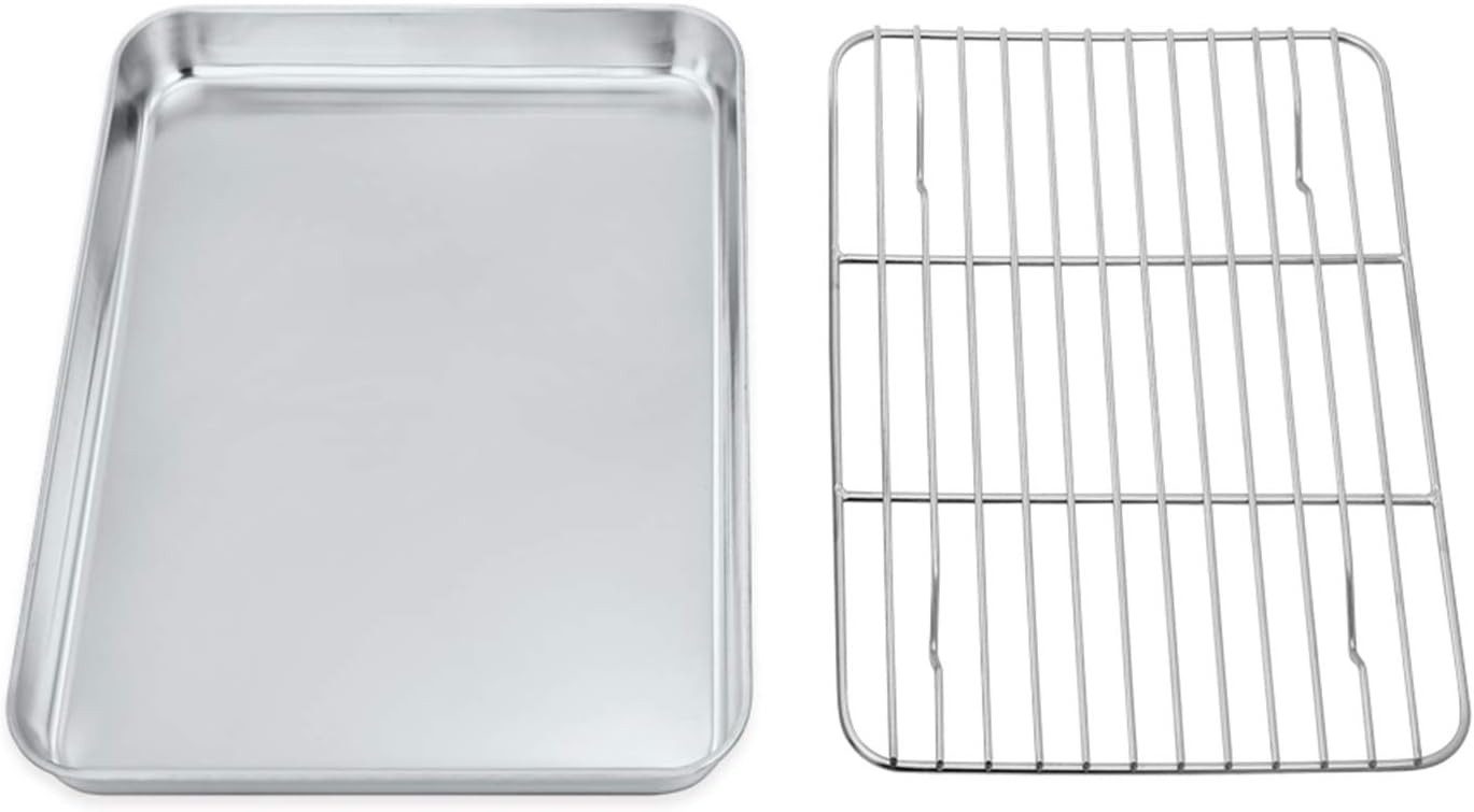 FELIXLEO Airfry-Backblech Backblech mit Abkühlgitter Edelstahl Mini Backform Set