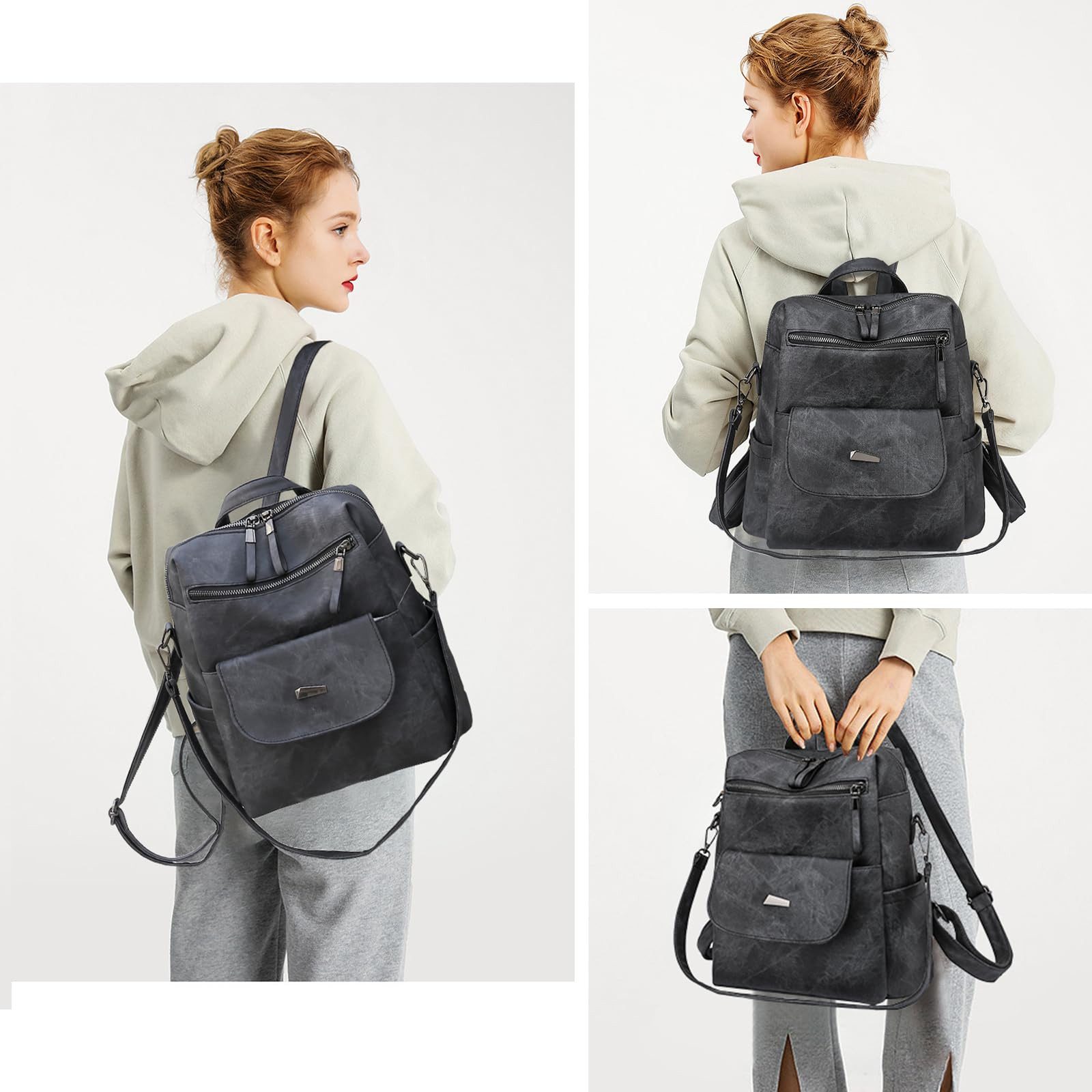 Zaewry Cityrucksack Unisex Rucksack Wasserdicht Anti-Diebstahl Leichtgewicht Reisen, Mehrzweck Cabrio Geldbörse Umhängetasche Handtasche Rucksack