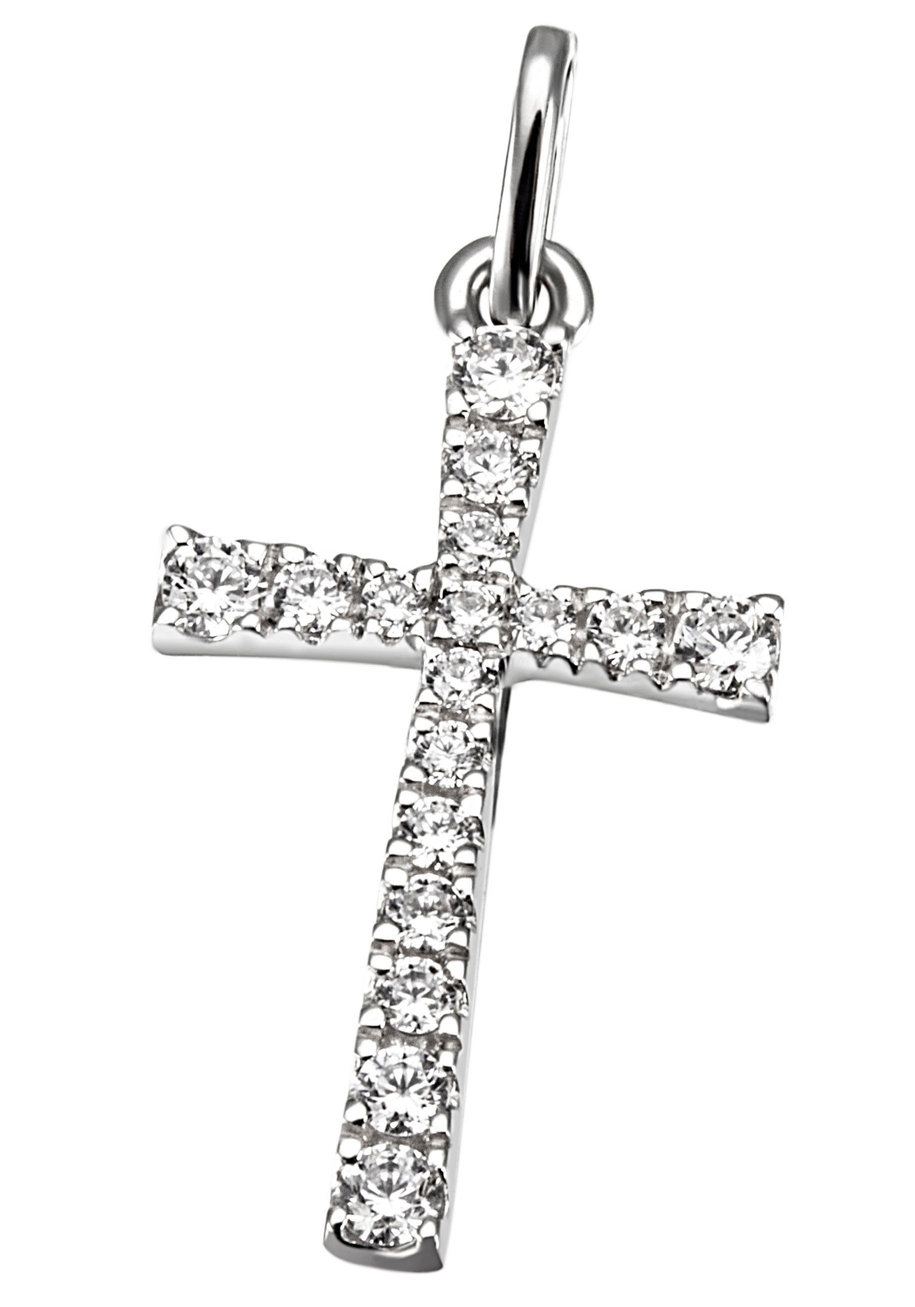 Firetti Kreuzanhänger Schmuck Geschenk Gold 375 Halsschmuck Anhänger Halskette Kreuz, mit Zirkonia (synth)