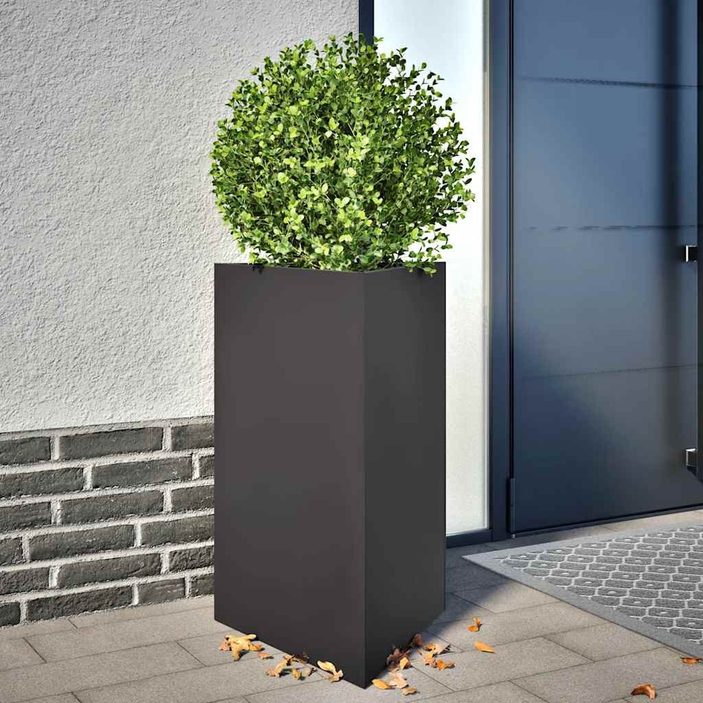 vidaXL Blumentopf Pflanzkübel 2 Stk. Schwarz Dreieckig 50x43x75 cm Stahl (2 St)