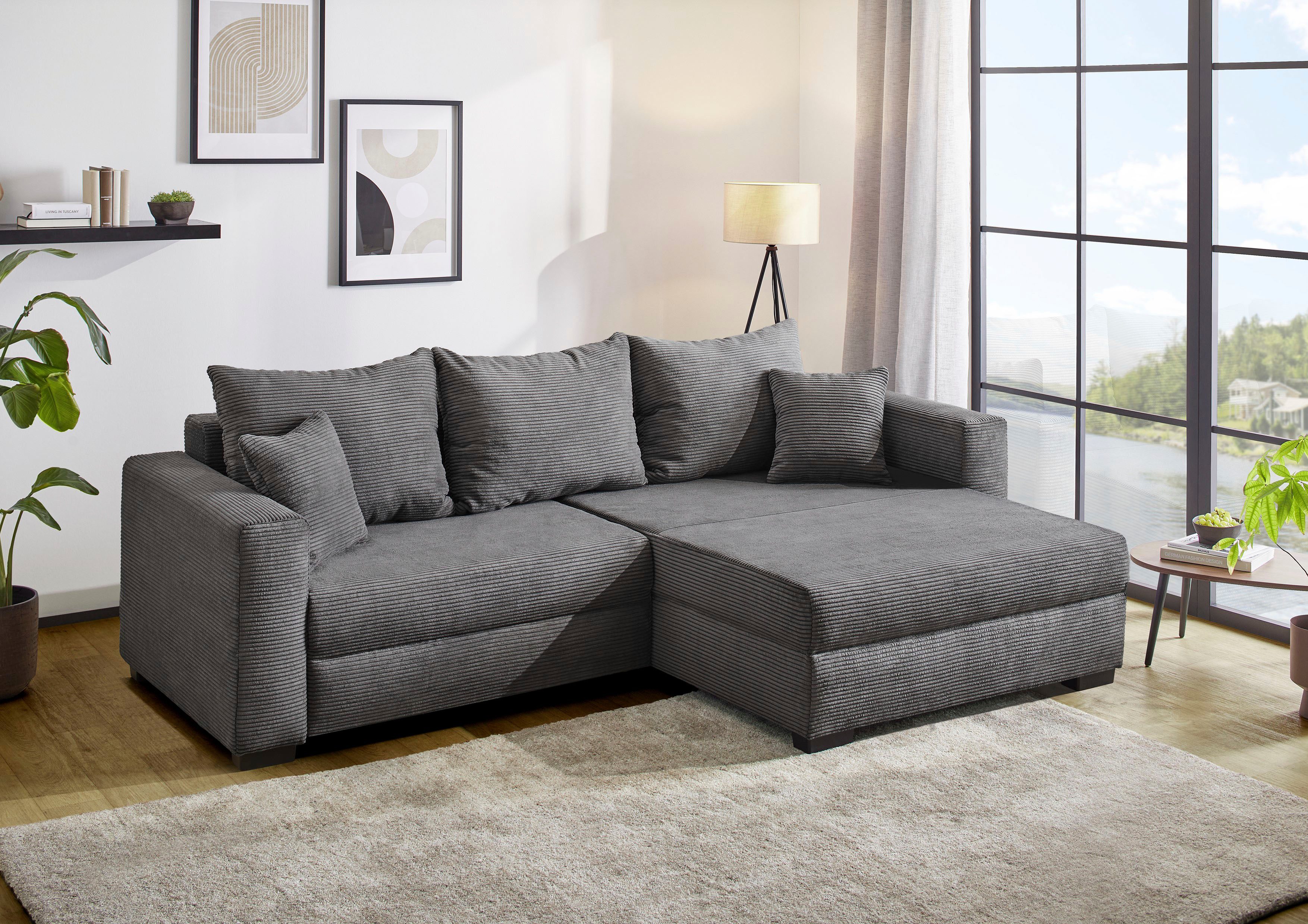 Jockenhöfer Gruppe Ecksofa Ecksofa Elmau, Größe Ottomane: XL, B:261cm, mit Schlaffunktion, Bettkasten & 2 Zierkissen