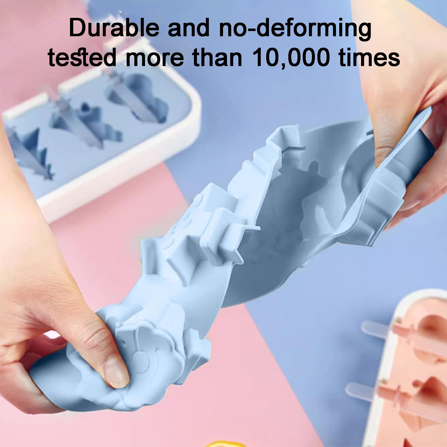 Mutig Eisform Silikon Eisförmchen, 3 Stück ce Lolly Mold, (4 Zellen Eisformen Kinder Silikon, wiederverwendbare mit Deckel 3-tlg), BPA Frei,Eis am Stiel Formen, Eisformen Eis am Stiel