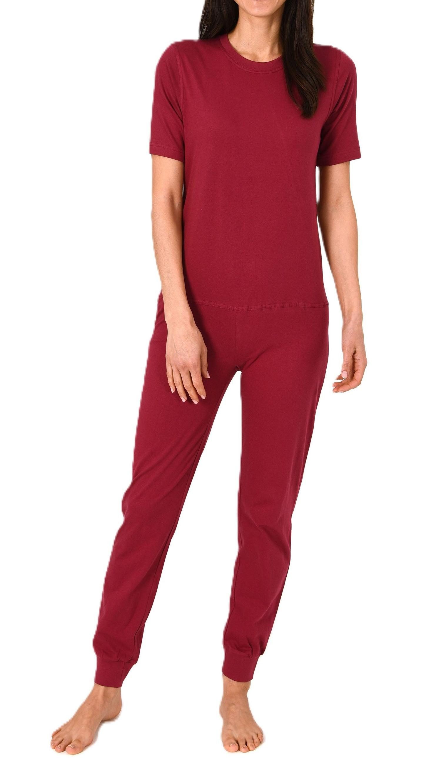 Normann Pyjama Damen Pflegeoverall kurzarm mit langen Bein + Rücken Reißverschluß
