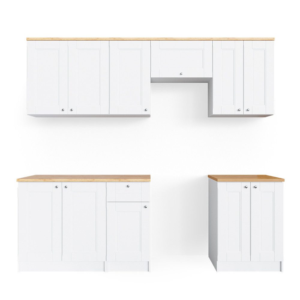 Vicco Küchenzeile Bergamo, Weiß/Goldkraft Eiche, 240 cm, AP Goldkraft günstig online kaufen