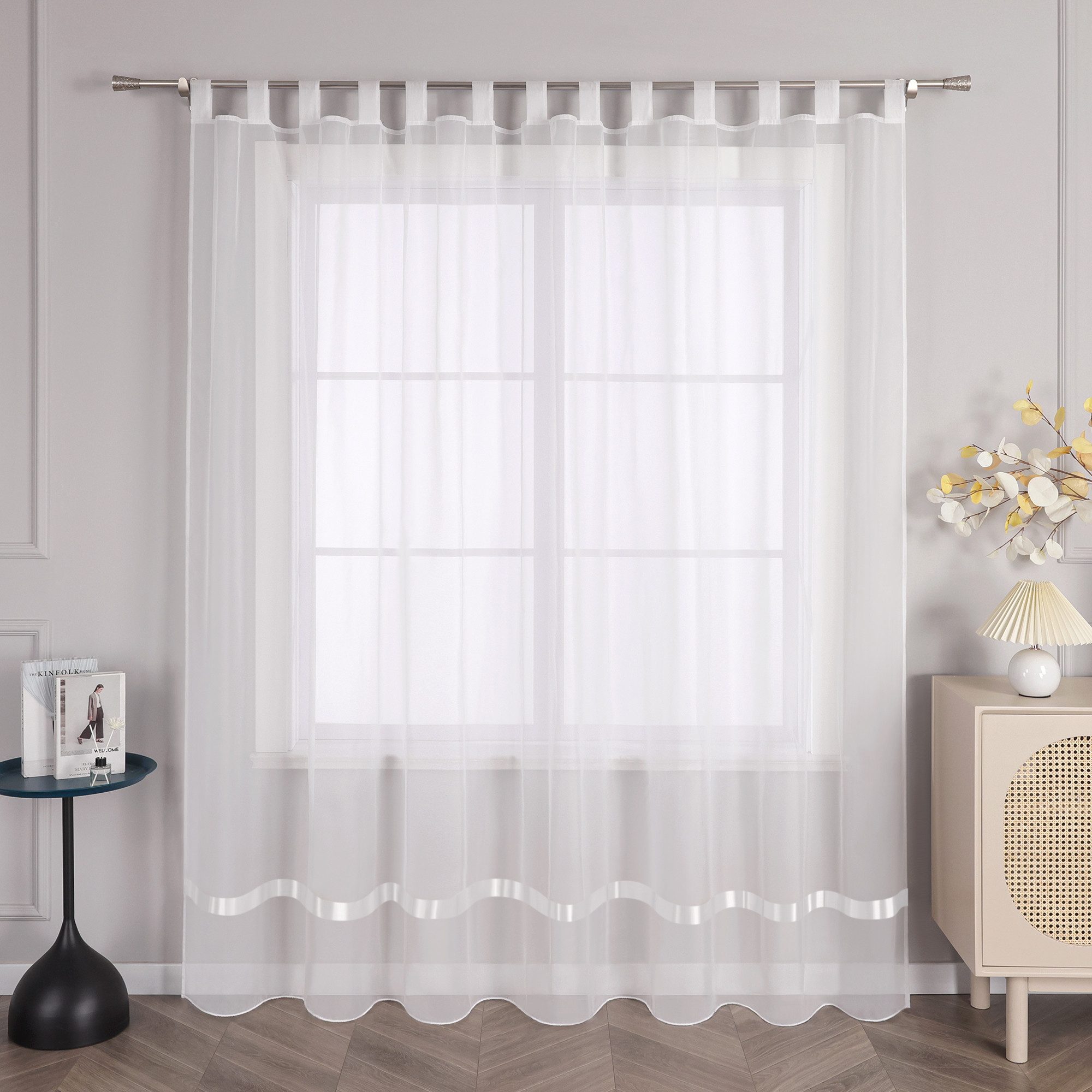 Joyswahl Gardine Maja (1 St), Schlaufen, transparent, mit Satinband, Schals günstig online kaufen