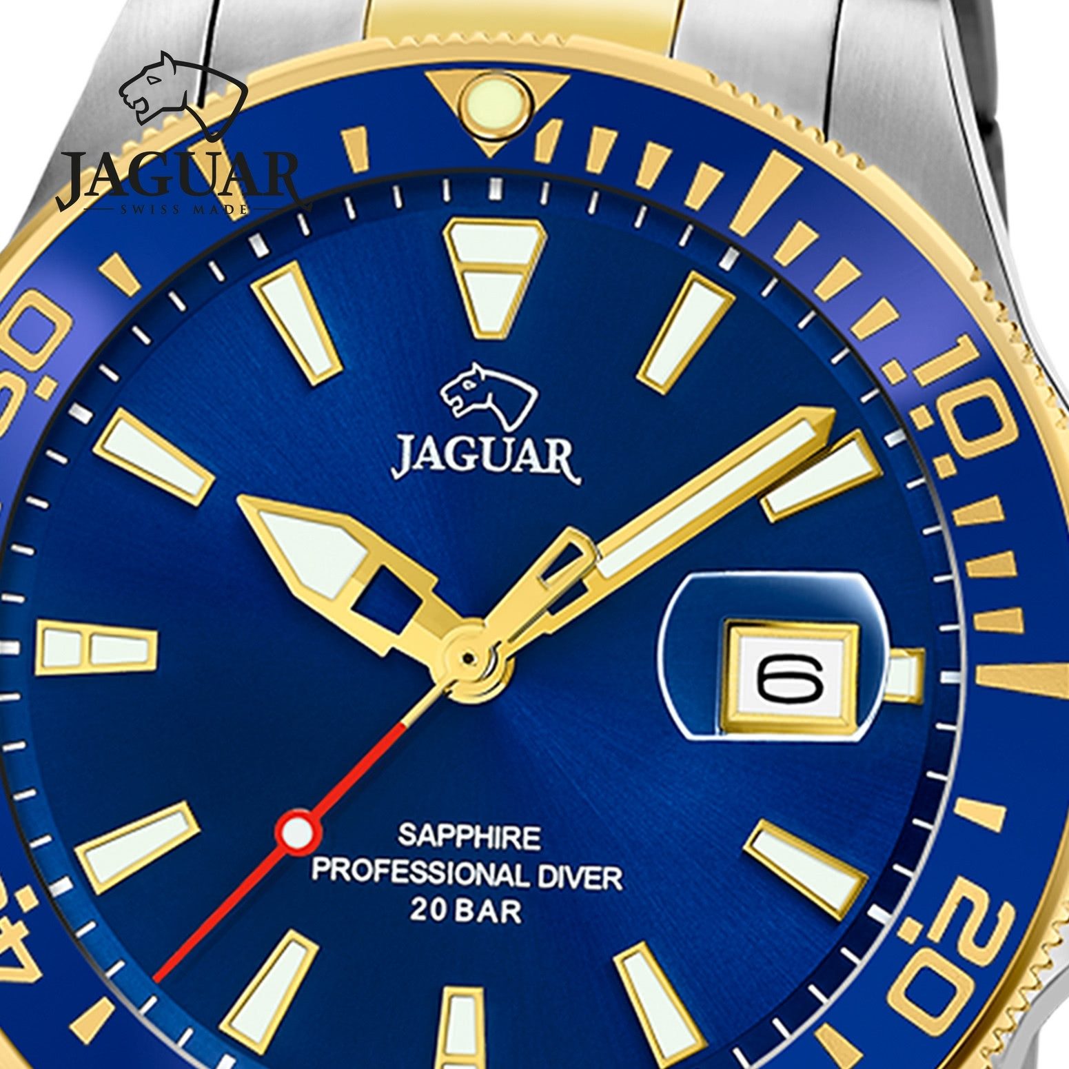 JAGUAR Quarzuhr Jaguar Herrenuhr Edelstahl silber gold, (Analoguhr), Herren Armbanduhr rund, Edelstahlarmband silber, gold