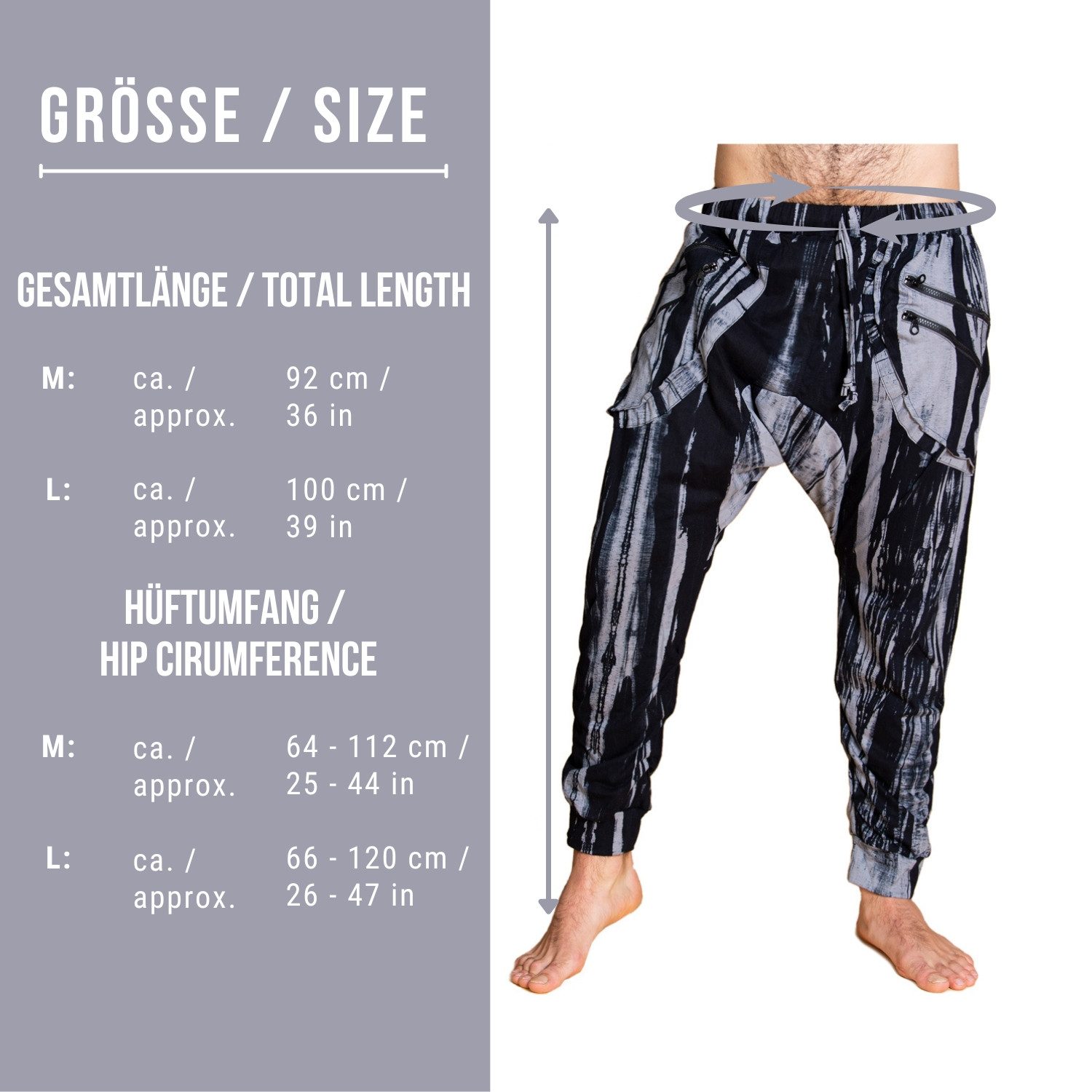 PANASIAM Haremshose Baggy Pants aus 100% Baumwolle Jogger Pants mit elastischem Gummibund Pumphose Haremshose im Goa Style Sweatpants Freizeithose für Festivals